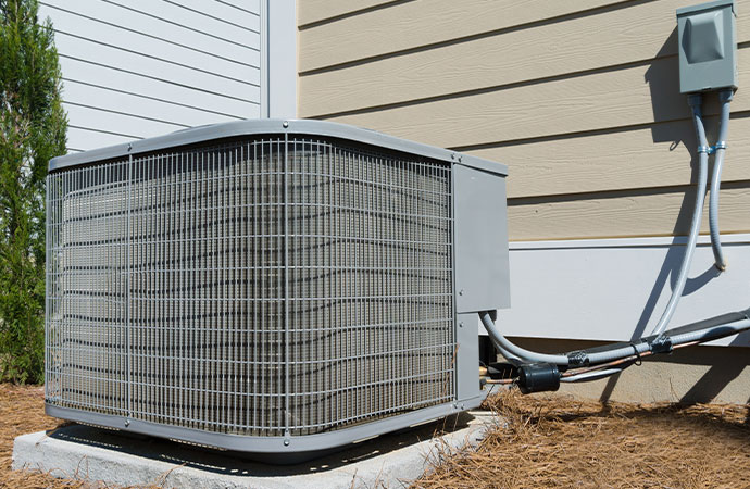 AC unit located outside a home.