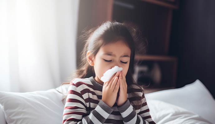 Child sneezing