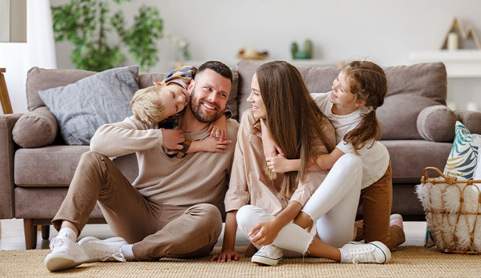 Happy family clean environment