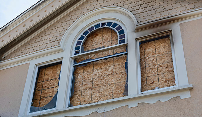 Boarded up window