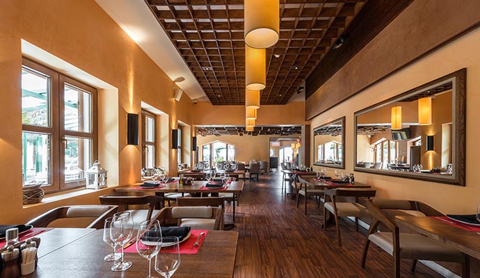 Clean and beautifully decorated restaurant interior