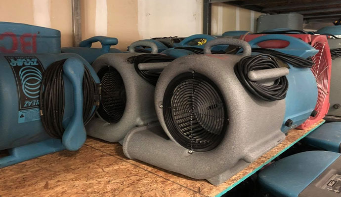 Commercial air movers and dehumidification drying equipment