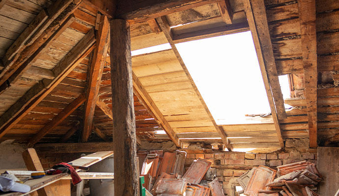Damaged attic