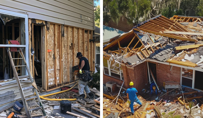 Collage of disaster cleanup and restoration services