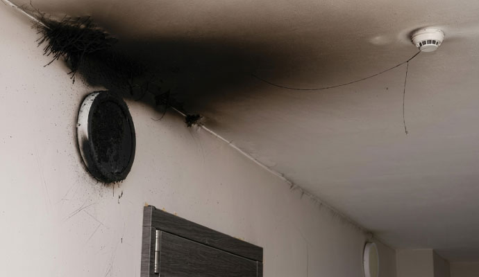 Black residue on ceiling