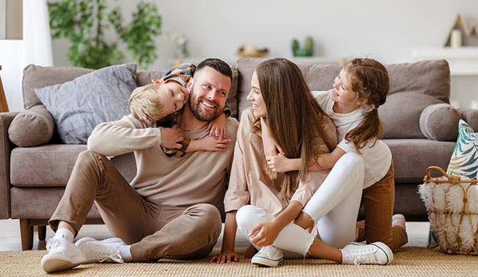 Happy family cleaned environment