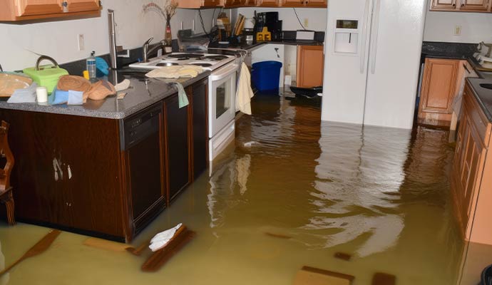 Flood damaged room