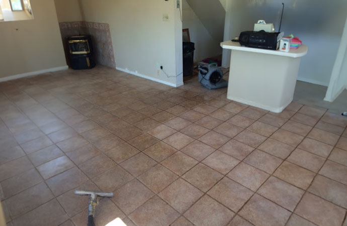 flood water damage under tile