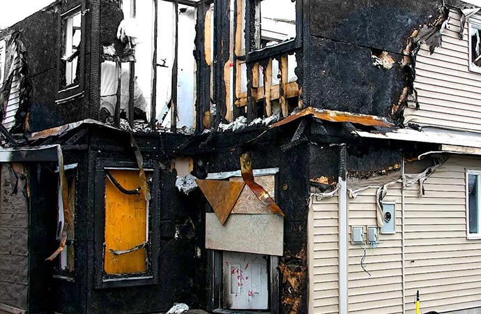 Fire damaged home