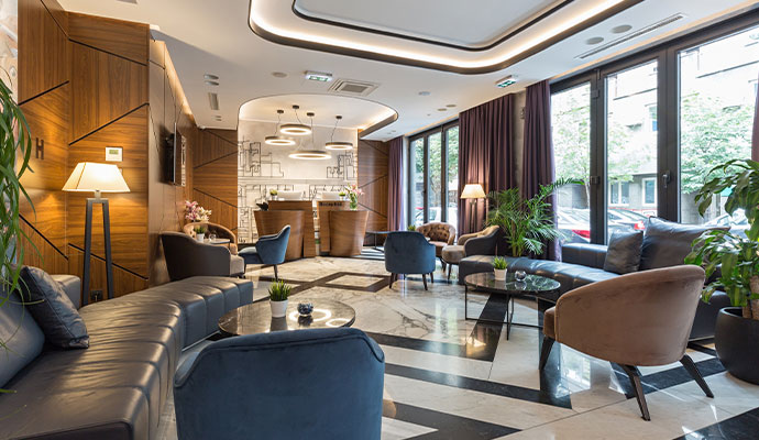 Hotel reception lounge interior