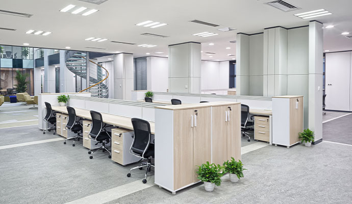 Modern office interior with workstations