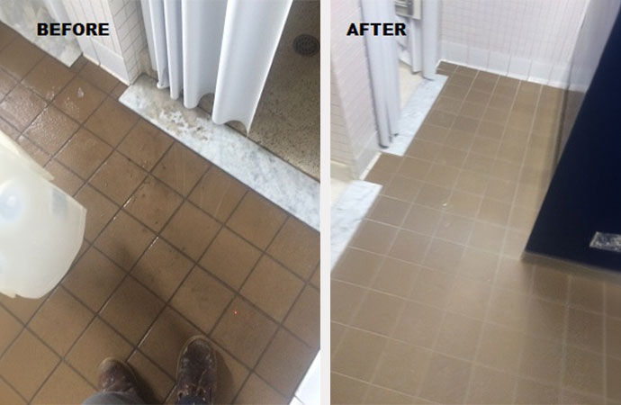 Water damage tiles floor
