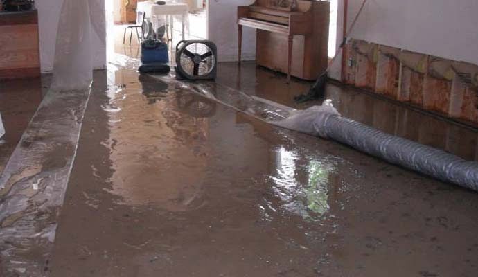 Water damage restoration in progress Water damage restoration in progress