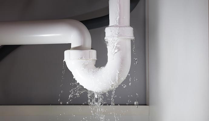 A white color pipe leaking water