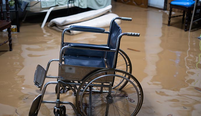 Water damaged healthcare facility